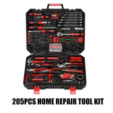 205 Pieces Home Repair Tool Kit, General Household Tool Set with Plastic Toolbox