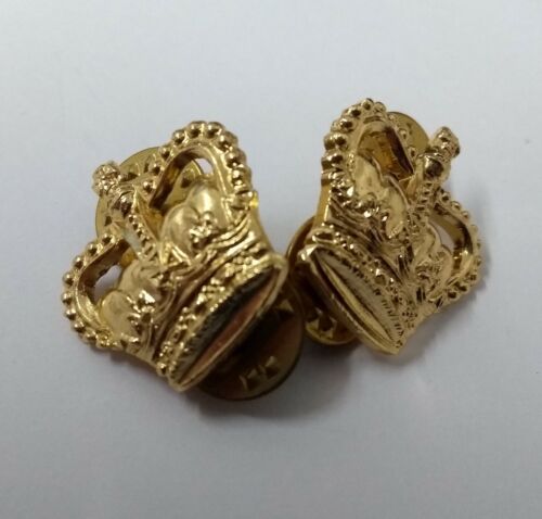 Genuine British Army Issue ⅝" Small Gold Coloured Crowns 1 Pair Snap Pin JK04X - 第 1/5 張圖片