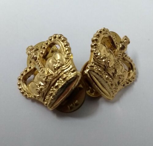 Genuine British Army Issue ⅝" Small Gold Coloured Crowns 1 Pair Snap Pin JK04X - Picture 1 of 5