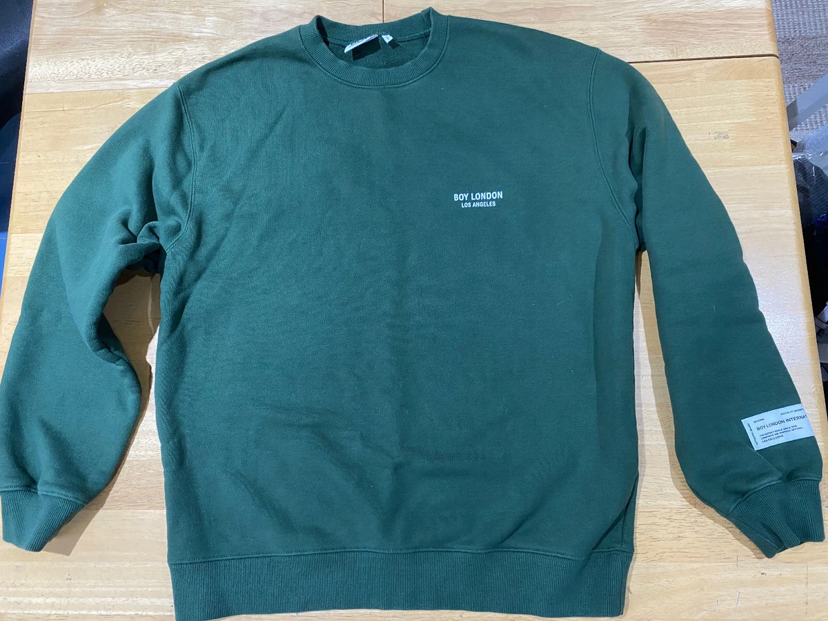 BOY LONDON Los Angeles Crewneck Cotton Sweatshirt - Men's Sz S - GREEN Pullover