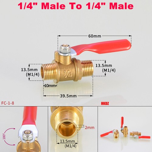 Brass Lever Ball Valve BSP Male Female Thread Shut-off Tap Switch 1/8" 1/4" 3/8" - Picture 21 of 34