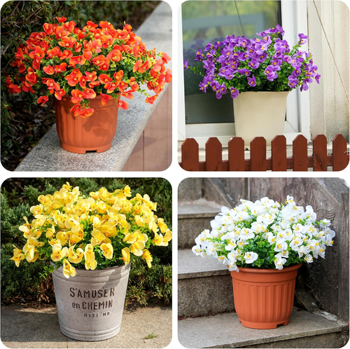 Artificial Flower for Outdoors Fake Plants,16 PCS Artificial Flowers, Faux UV Re - Picture 5 of 12