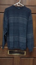 Izod Navy Blue Striped Long Sleeve Pullover Crew Neck Sweater Men's Size XL