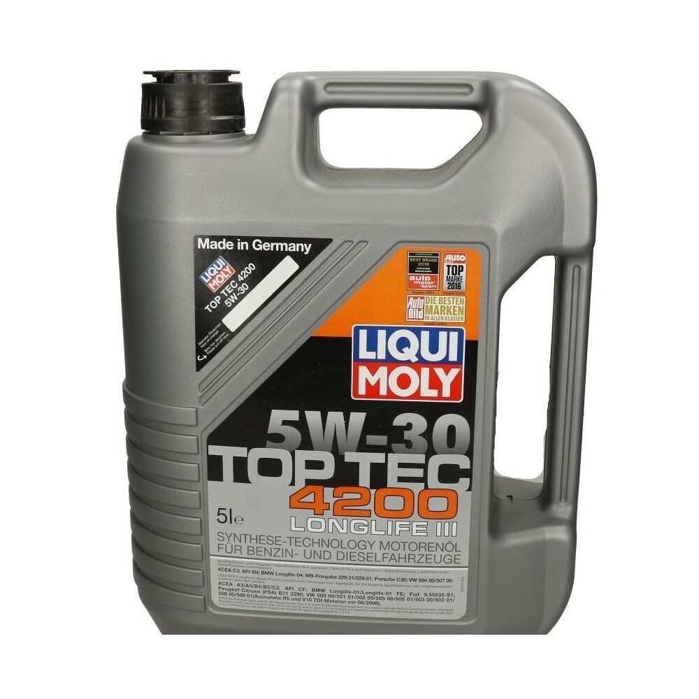 LIQUI MOLY Top Tec 4200 5W-30 Motoröl – 5 Liter, Synthesetechnologie, Für Viele Fahrzeugfreigaben