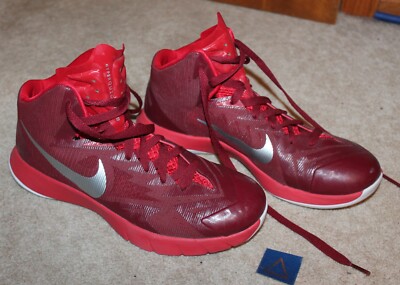 NIKE Men's Size 8 Lunarlon Hyperquickness Basketball Shoes (red/silver) EUC