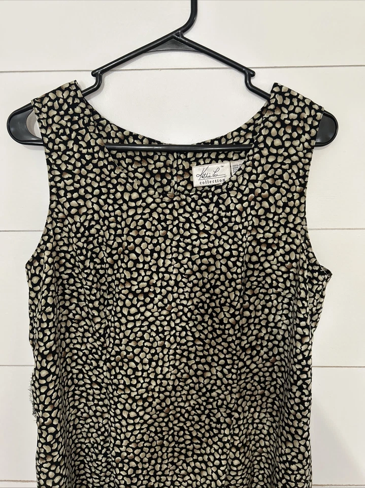 Vestido Colección Kathy Lee Para Mujer 12 Negro y Bronceado Sin Mangas Cambio Vintage Poliéster Foto 4 de 4