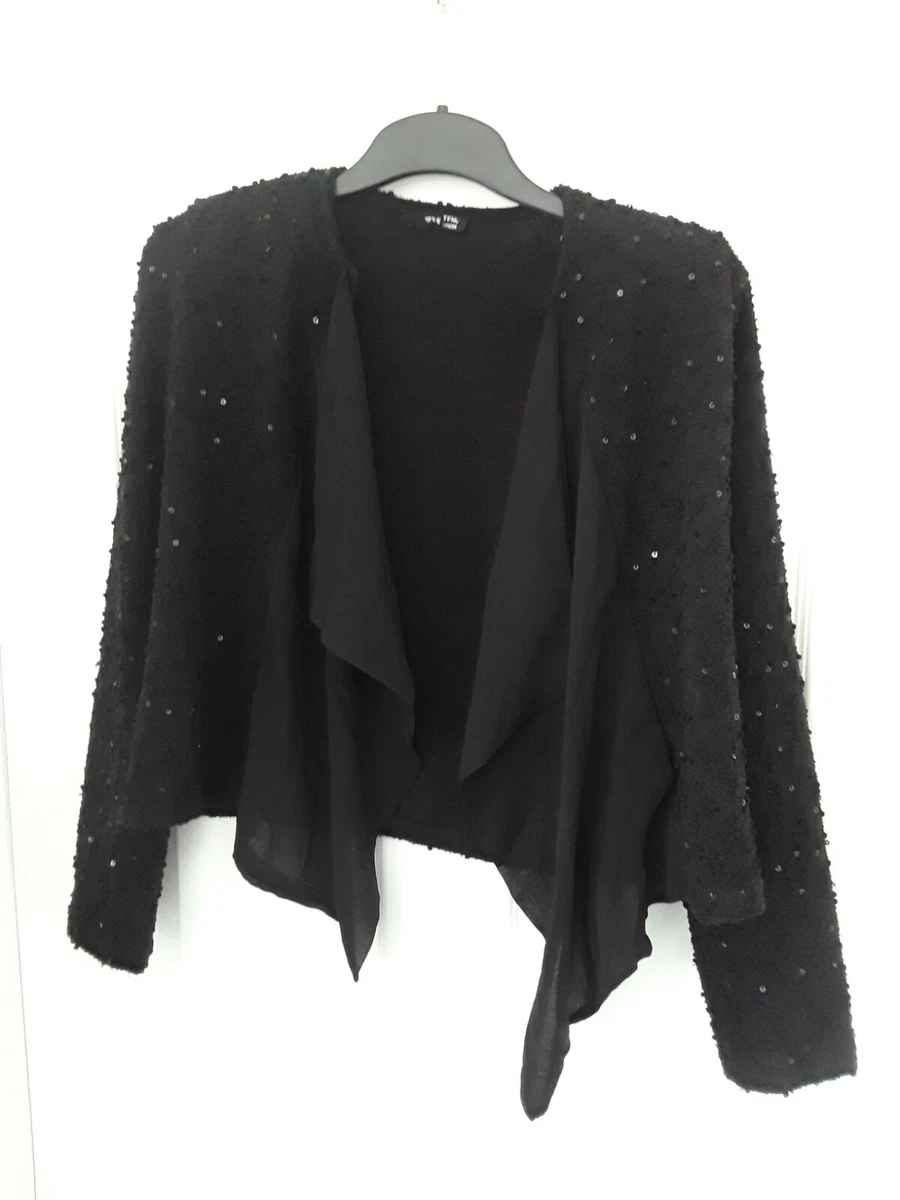 Black sequin waterfall jacket eBay