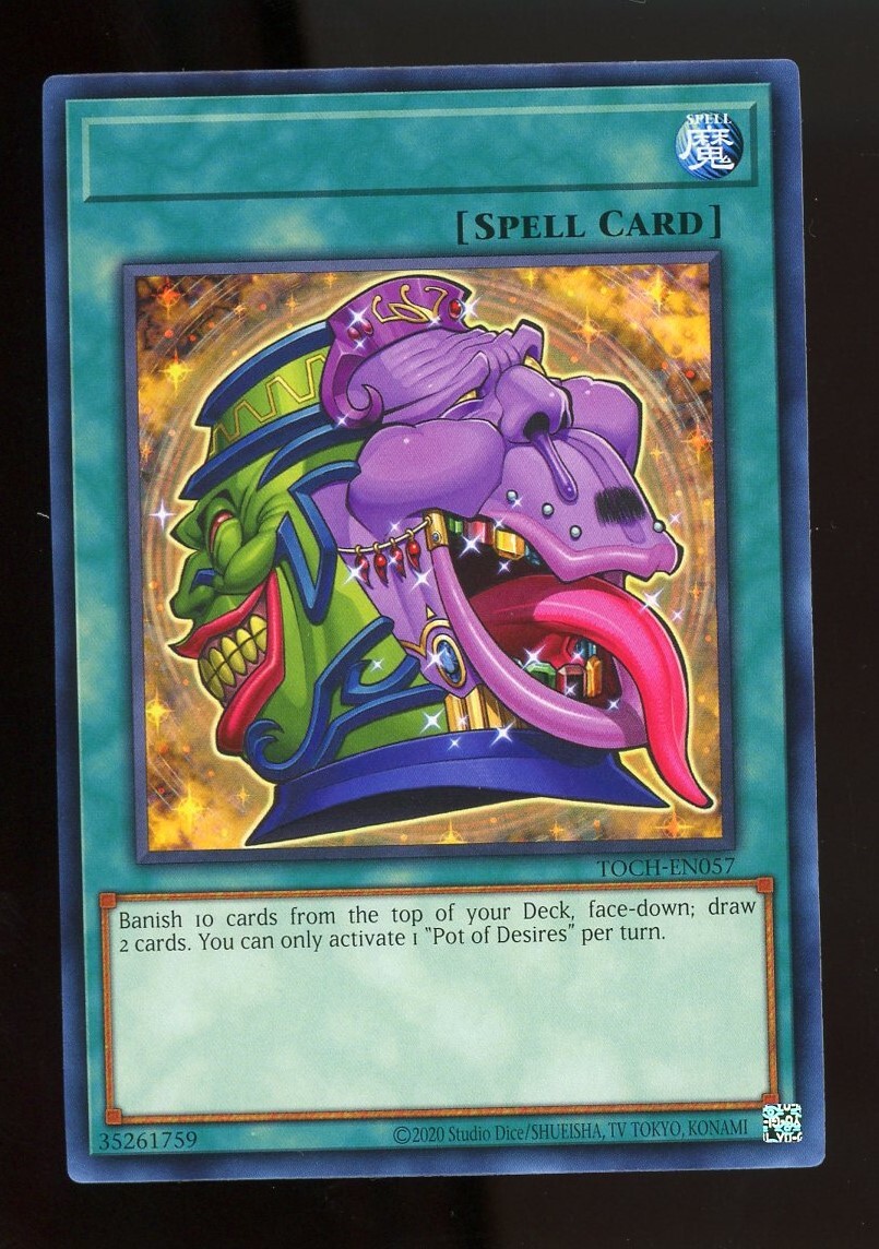 YuGiOh NO NAME *MISPRINT ERROR* Pot of Desires TOCH-EN067 Toon