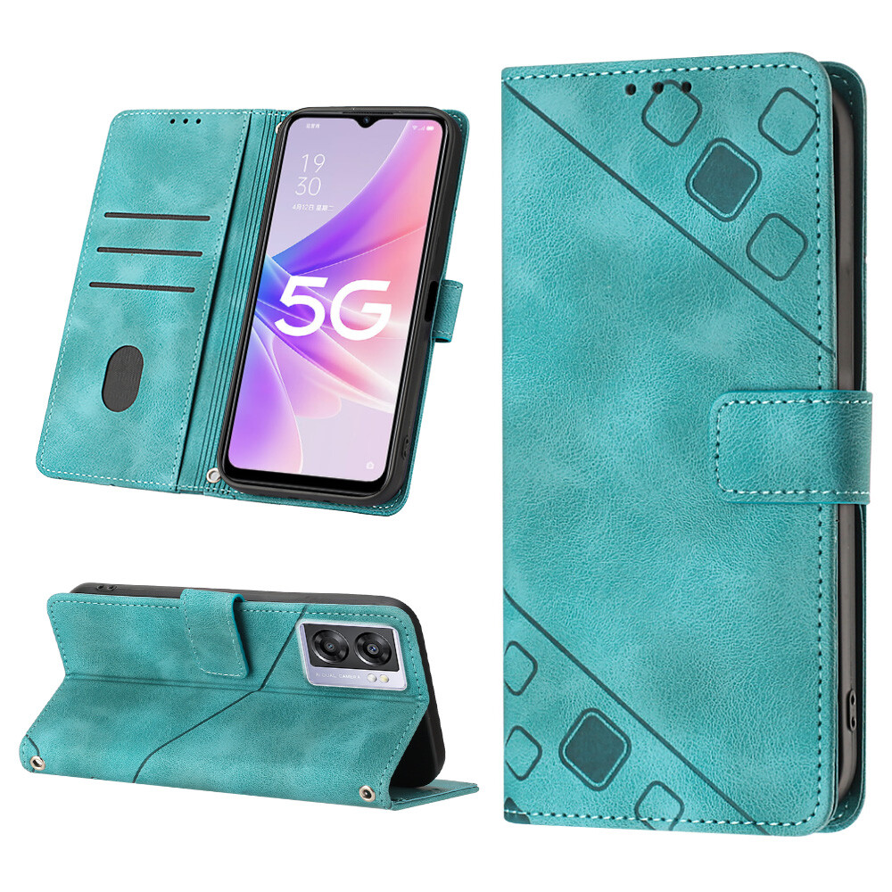 Custodia HAOYE Per OPPO A57s / OPPO A57 4G - Cover Rigida Con Retro In Tessuto Denim, Protezione 360° Antiurto, Grigio - 3