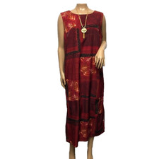 Koret Dress Womens Size 14 Red Black Gold Brown Back Zipper Midi Casual Travel