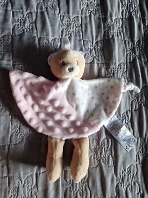 Doudou Plat Ours rose Blanc Etoiles Tom et Kiddy - Photo 1/3