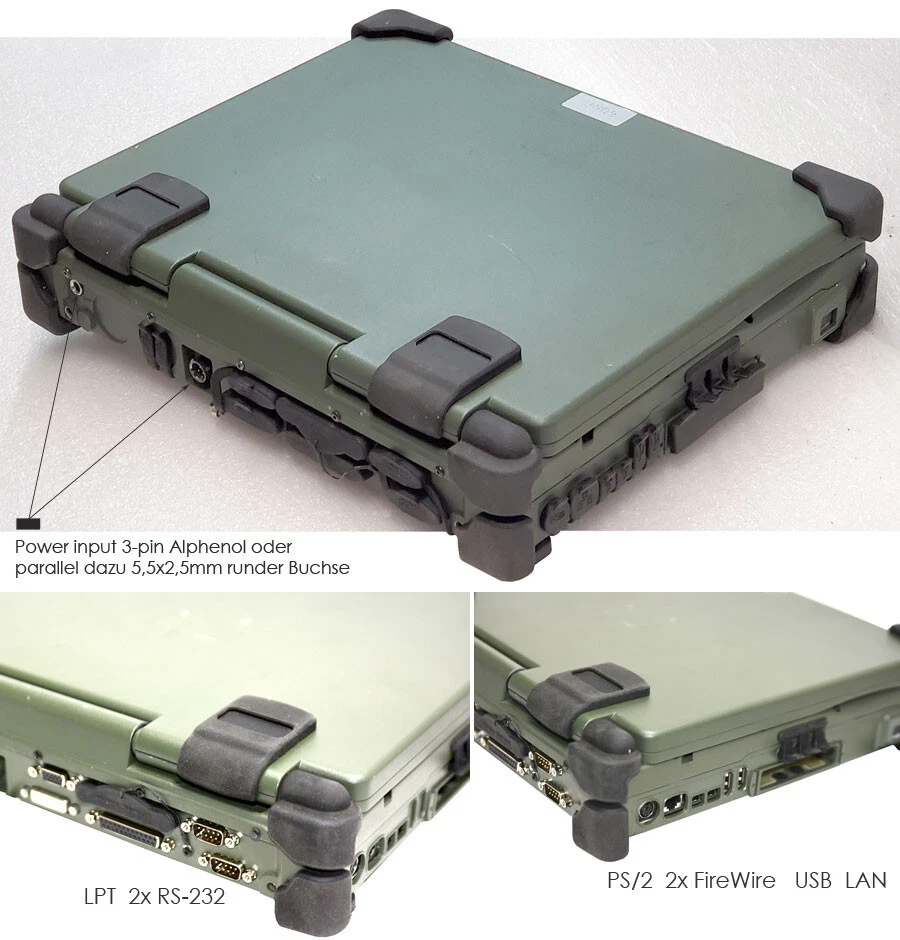 RUGGED NOTEBOOK RODA 320GB WINDOWS XP RS-232 LPT PCMCIA FIREWIRE BUNDESWEHR RO2 - Bild 3 von 4