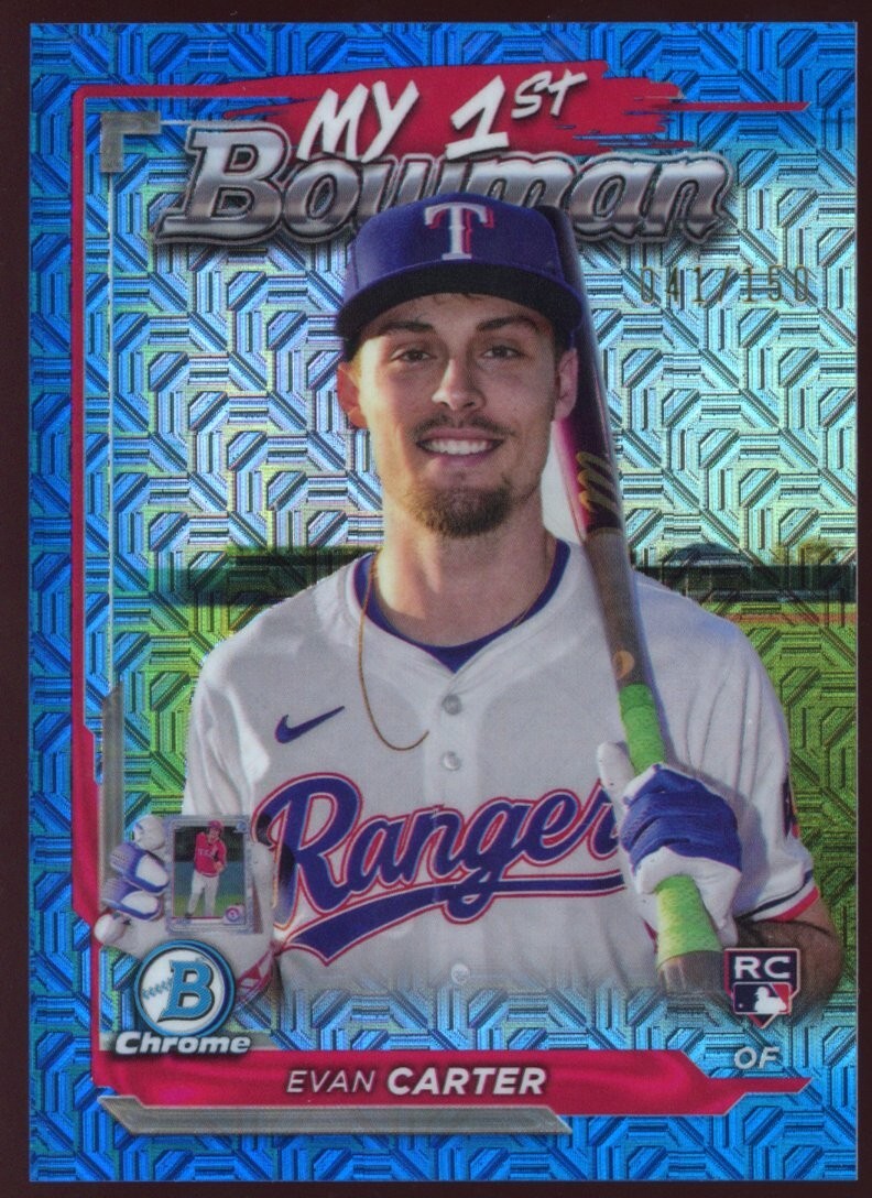 2024 Bowman Chrome Evan Carter My 1st Bowman COLOR MATCH BLUE MOJO /150 M1B-7 RC