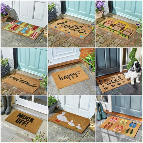 Heavy Duty Natural Coir Door Mats Novelty Indoor Outdoor Entrance Front Welcome - Picture 34 of 79