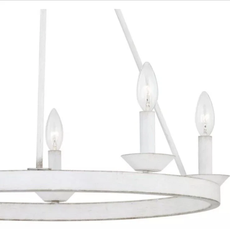 (2) Quoizel Avalina 5浅白色法国乡村/小屋阻尼评级枝形吊灯 — 第 3/4 张图片