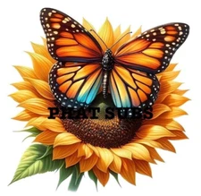 Sublimation Print Butterfly Sunflower Ready To Press Heat Transfer