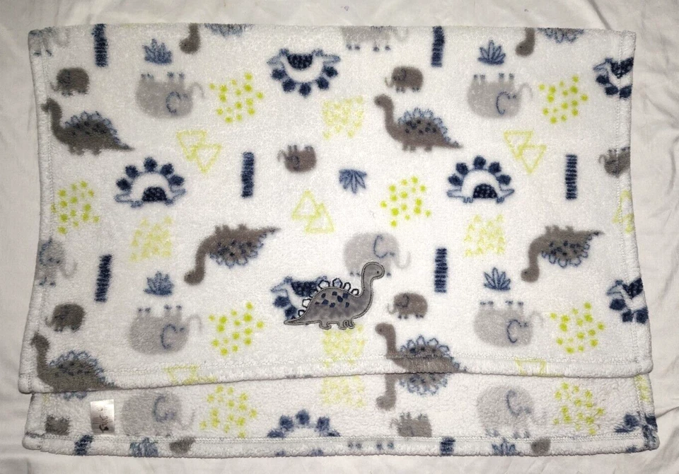 Baby Gear Blanco Dinosaurio Gris Manta Seguridad Lovey Vellón Azul Verde Cuello Largo Foto 2 de 3