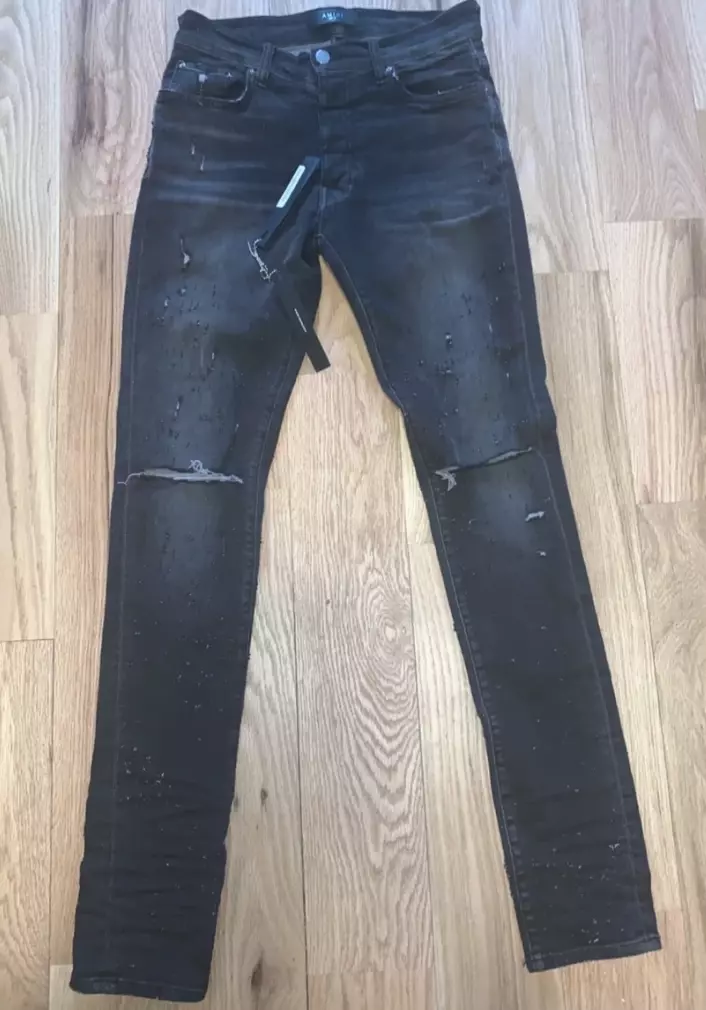 Amiri black distressed shotgun jeans aged thrasher size 30