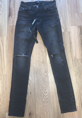 Amiri black distressed shotgun jeans aged thrasher size 30