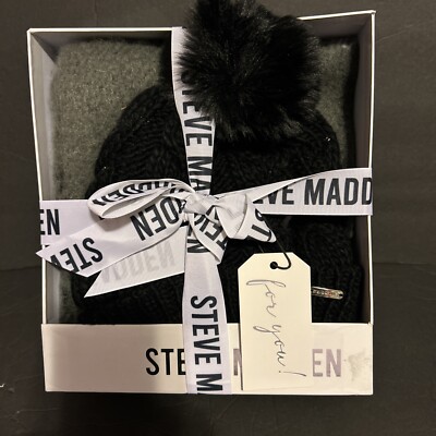 Steve Madden Women’s Embellished Beanie & Scarf Gift Set — Black — New in Box Steve Madden Women main image 2