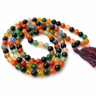 7 Chakra Onyx 109 Rund Perlen 8mm Mala Halskette