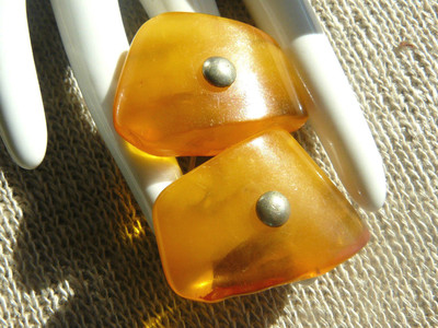 HUGE  NATURAL BALTIC AMBER STONE CUFFLINKS 9.3 gr BUTTERSCOTCH EGG YOLK 