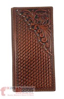Western Bi-fold Men's Wallet Genuine Hand Tooled Leather Floral Woven Studs Western Bi-fold Men's Wallet Genuine Hand Tooled Leather Floral Woven Studs