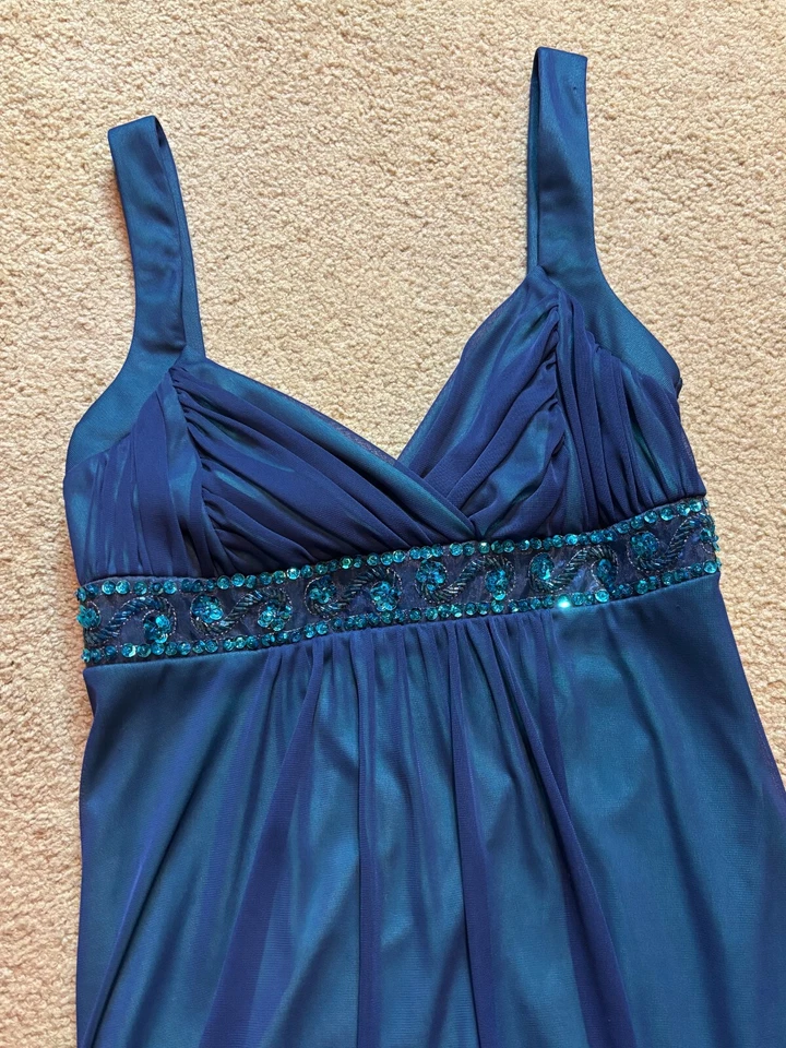 Nuevo con etiquetas Vestido Midi City Triangles Años 90 Y2K Vintage Azul Malla Boho Hada Capricho M Foto 4 de 4