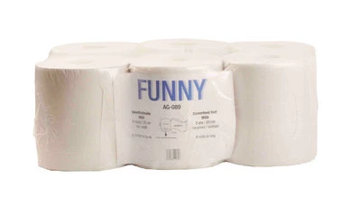 VEXXOS 6 Handtuchrollen grauweiß 150m MIDI 2-lagig Ø19 cm perforiert 20x38 cm