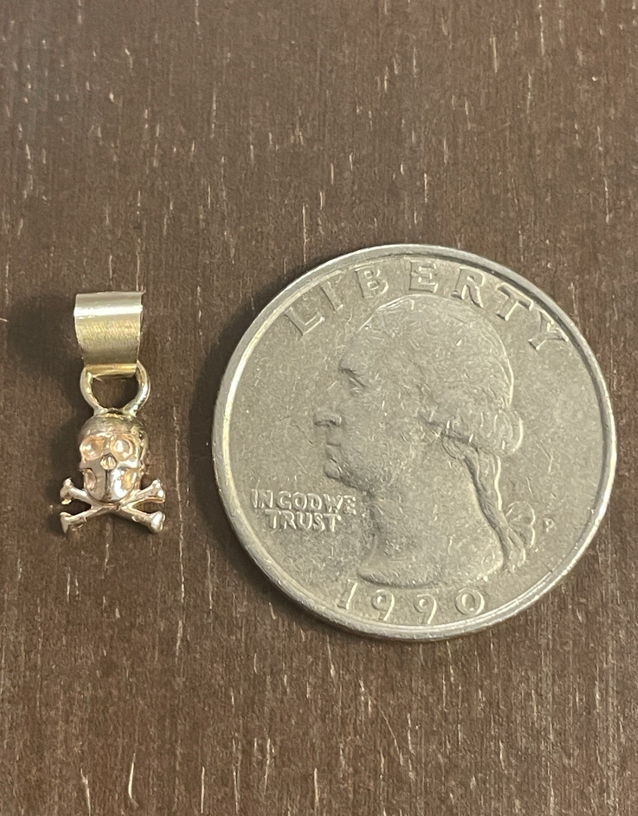 14K Solid Yellow Gold 3-Dimensional Tiny Skull an… - image 4