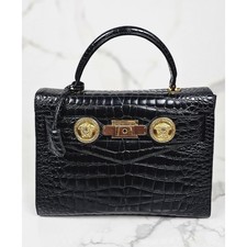Vintage Gianni Versace Couture Black Croc Emb...