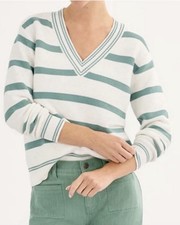 CAbi 6656 Spring 2025 Arena V Neck Pullover White/Sage Size S Orig. 139