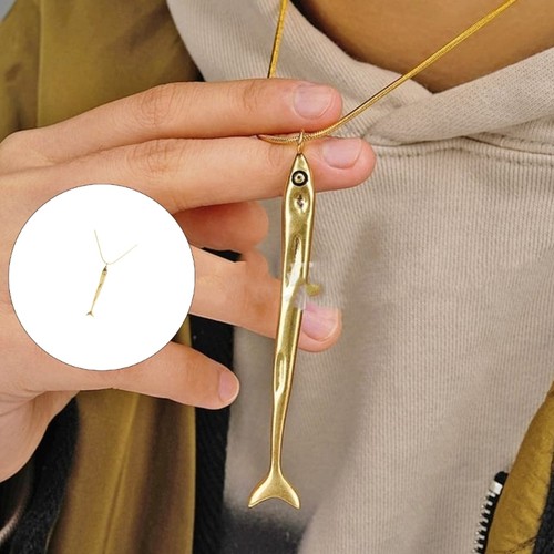 Stylish Sardine Pendant Jewelry Charm Necklace Elegant Chain Comfortable Wear - Picture 2 of 8