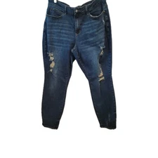 Judy Blue Jeans Womens 18W Relaxed Fit Denim Stretch Distressed JB88304 Blue