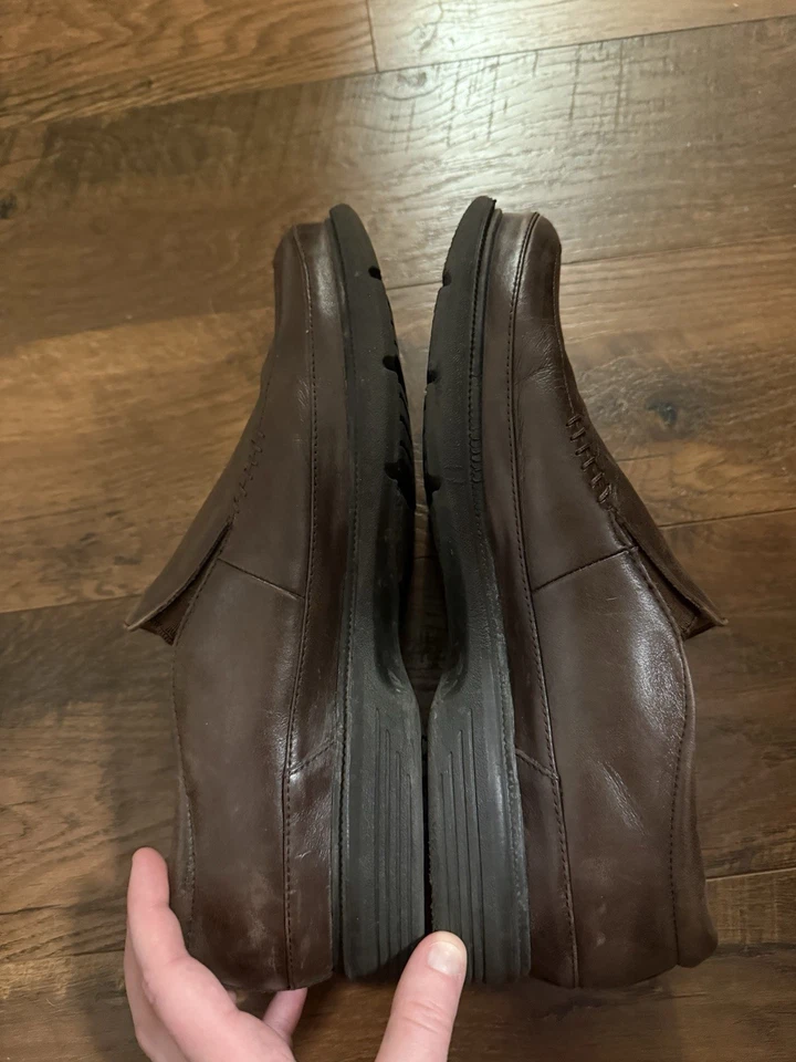 Mocasines sin cordones de cuero marrón Abeo para hombre talla 11 Foto 3 de 4