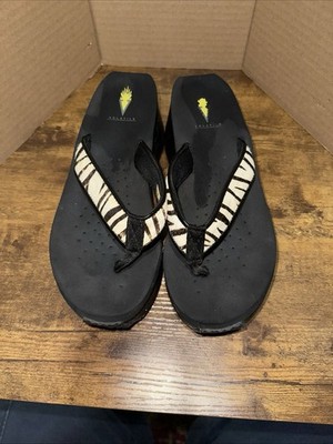 Women s Volatile Cow Print Fur Black Foam/leather Wedge Sandals Size 9