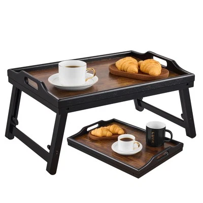 ECOSA Vassoio Bambù Pieghevole Altezza Regolabile per Letto e Divano Tavolo Colazione