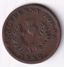 Province Of Nova Scotia 1832 1/2 One Half Penny Copper Coin #5