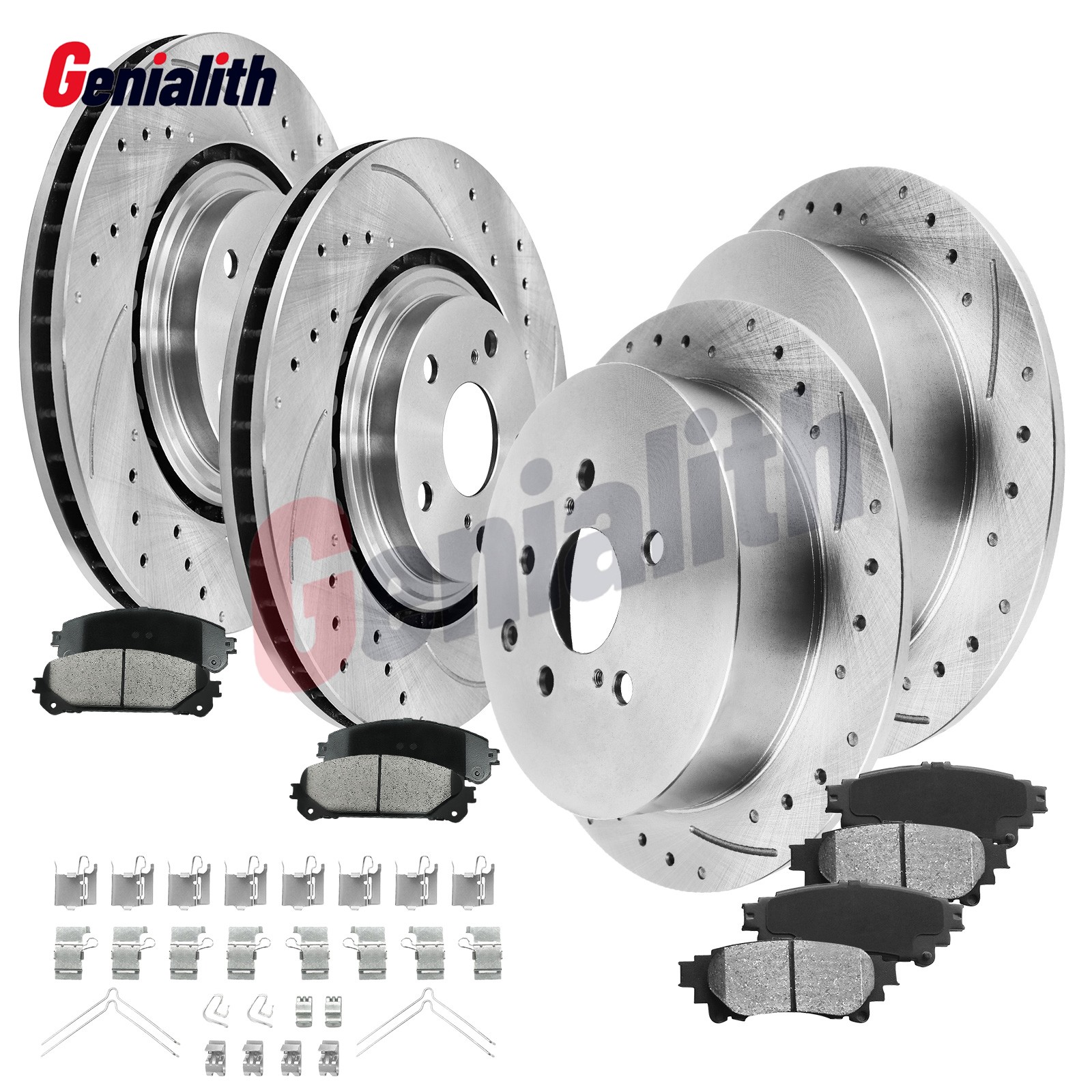 Front Rear Disc Rotors Brake Pads for Toyota Sienna Highlander RX350 RX450h