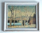 Winter Lakeside Birch Trees Landscape Painting By Canadian June Webb (P51)