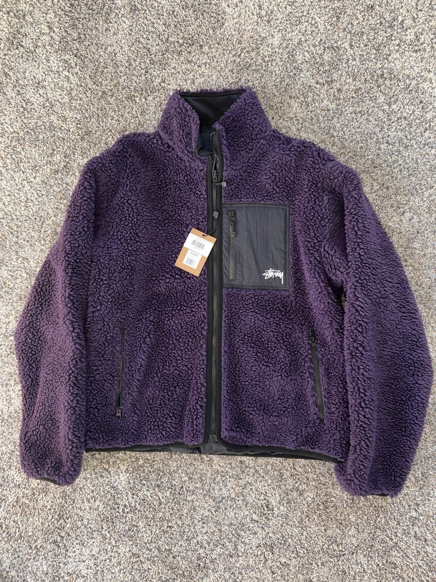 Stussy Sherpa Fleece Jacket Holiday 2022 Reversible Size Large