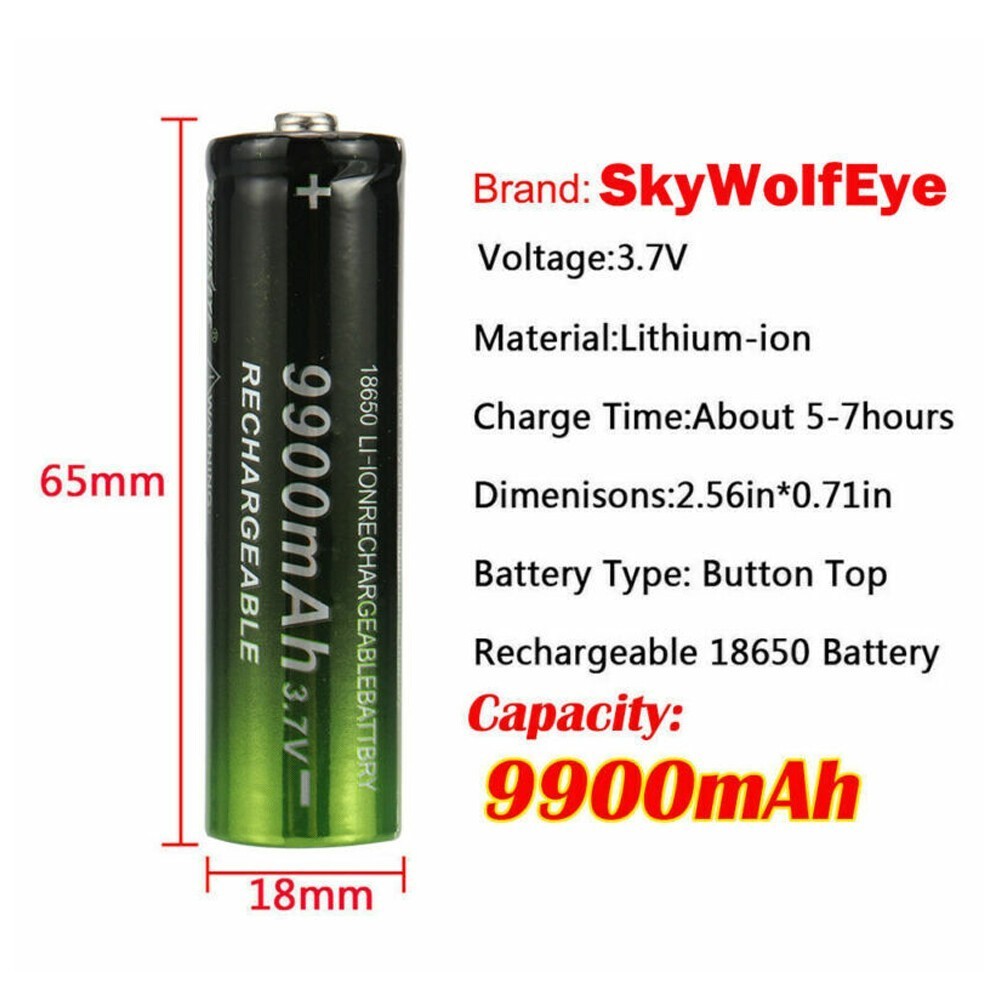 1~10PCS 3.7V 9900mAh Rechargeable Button top Li-ion Batteries High Capacity USA