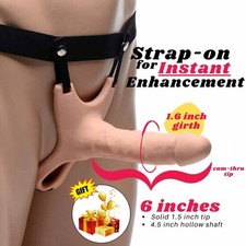 Realistic Hollow Strap On Harness Dildo G-Spot Men Penis Adult Lesbian-Sex-Toys