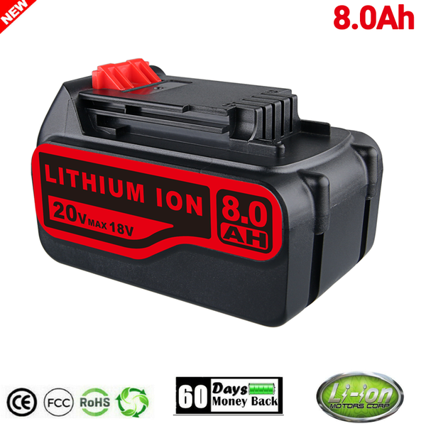 1X Aeboren 18V 20V 8,0Ah Akku Lithium FüR Black+Decker BL3018 LB2X4020 LBXR20-image
