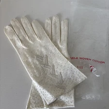 Vintage 1950's White Beaded Evening Gloves Size 7 Costume