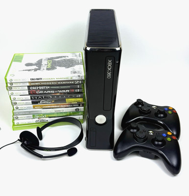  Xbox 360 Slim 250GB Bundle Tested Working + 11 Games COD MW Trilogy Halo Reach