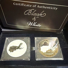 2023 Somalia Republic 2oz Silver Black & White Elephant 2 Coin Set COA