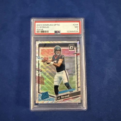 C.J. Stroud RC #244 Rated Rookie Wave Prizm /300 2023 Panini Donruss Optic PSA 7