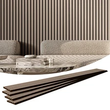 Uimoso 4 Pack Wood Slat Acoustic Panels 7.9 x 94.5 inch Modern Decor Silver Wood