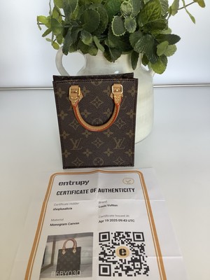 AUTHENTIC LOUIS VUITTON Petit Sac Plat brown Monogram Bag